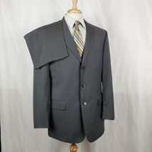 Jos A Bank Mens Gray Wool Suit 42L Three Button Coat 36x29 Flat Front Pa... - $49.99