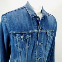 Levis Men Blue Jean Trucker Jacket Coat 4 Pocket Sz L - £37.54 GBP