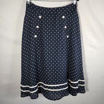 VooDoo Vixen Blue White Nauticle Print Button A-Line Midi Swing Skirt Si... - $35.19 CAD