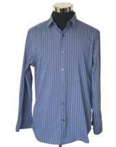 Banana Republic Slim Fit Shirt Men&#39;s Large Button Front Blue Checks 16 to 16 1/2 - $16.83