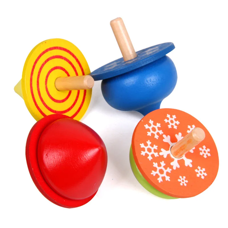 4Pcs Colorful Wooden Desktop Spinning Top Peg-Top Gyro Mini Toy Stress Relief - £8.88 GBP