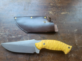 11.25&quot; Damascus Steel Hunting Skinning Knife Composite Handle Leather Sh... - $97.31 CAD