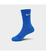 2 PAIRS NIKE EVERYDAY PLUS Cushion Crew Socks ROYAL BLUE WHITE WOMENS 4-6 - $25.53