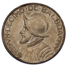 1930 Panama 1/10 Balboa Silver coin in AU Condition KM #10.1 - £33.42 GBP