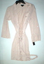 NWT New Designer Natori Short Wrap Robe Womens S Soft Sexy Belt Beige Pink Tan  - £110.79 GBP
