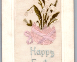 Embroidered Egg and Tulip Flowers Happy Easter Unused DB Postcard W14 - $9.85