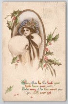 Christmas Pretty Lady Cedar Falls To Davidson Family Long Pine NE Postcard A36 - £5.46 GBP