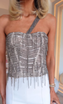 ZARA BNWT 2025. SILVER BEADED SEQUINS CORSET LIMITED EDITION. 7521/903/808 - $171.02