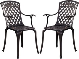 Cast Aluminum Patio Chairs, Set Of 2, Patio Bistro Dining Chairs, Set With Large - £150.23 GBP
