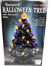 Mr Halloween Ceramic Tree Haunted Black 14&quot;  Pumpkin LED Lighted Removable Bulbs - £48.95 GBP