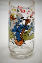 Smurfs Advertising Harmony Smurf Drinking Glass 1983 Wallace Berrie Co Animation - £7.73 GBP
