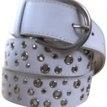 Donald Pliner Belt White Leather Embellished Metal Studs New NWT $225 ad... - $90.00