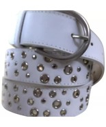 Donald Pliner Belt White Leather Embellished Metal Studs New NWT $225 ad... - $123.09 CAD