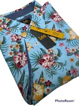 Lee Men&#39;s S/S Floral Theme Print Sport Shirt w/Pocket Blue Size L NWT MSRP $50 - £25.72 GBP