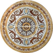 Cafeteria Marble Dining Table Stunning Mosaic Arts Inlay Work Garden Decor H5336 - £878.61 GBP+