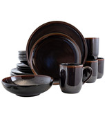 Elama Midnight Beach 16 Piece Dinnerware Set in Metallic Black - €136,46 EUR