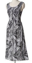 Croft &amp; Barrow Womens Petite Black White Leaf Challis Sun Dress Sundress... - $19.99