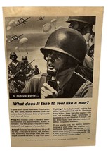 US Army Recruiter Vintage Print Ad 60s Feel Like a Man Paratroopers Original Ad - $17.47