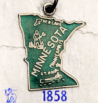 Minnesota Sterling Silver Charm State Shape Travel Souvenir Vintage - $17.90