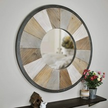 Adler Rustic Wood Mirror, 31.5", Natural - £69.53 GBP