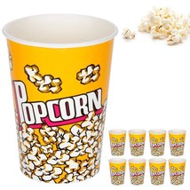 8 Plastic Popcorn Containers Reusable Bucket Tub Party Movie Night Retro Style - £38.14 GBP