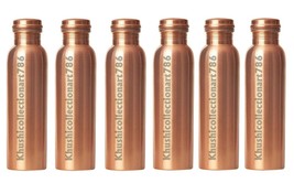 Handmade Copper Smooth Water Drinking Bottle Ayurveda Health Benefits Se... - £69.53 GBP