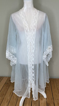 miss Elaine women’s Vintage sheer Lace robe Size M Light Blue D6 - £26.95 GBP