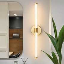 Dimmable Gold Led Bathroom Vanity Lights Fixtures Over Mirror 22.44 Inch Modern  - £84.34 GBP