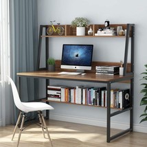 Tribesigns Computer Desk With Hutch, 47 Inches Home Office Desk, Dark Walnut, 47 - £173.77 GBP