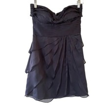 Adrianna Papell Evening Gray Strapless Layered Ruffle Formal Evening Dress 4P - £22.82 GBP