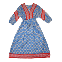NWT J.Crew V-neck Cover-up Midi in Red Blue Classic Block Print Dress S - £56.07 GBP