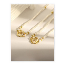 18k Gold Nuro Flower Pearl Choker Necklace  vermeil, gift for her, designer - £39.93 GBP
