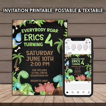 Dinosaur Invitation &amp; Social Media Template - Editable in Photoshop  - $11.99