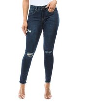 Pasion Dark Navy Distressed Five-Pocket Skinny Jeans Navy Size 9 NWOT - $13.11