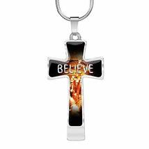 Express Your Love Gifts Believe Bible Verse Cross Pendant Necklace Engraved 18k  - $64.30