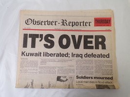 ORIGINAL Observer Reporter PA Newspaper February 28 1991 Desert Storm Ends - £48.22 GBP