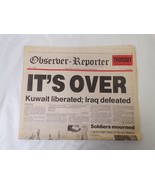 ORIGINAL Observer Reporter PA Newspaper February 28 1991 Desert Storm Ends - £46.70 GBP