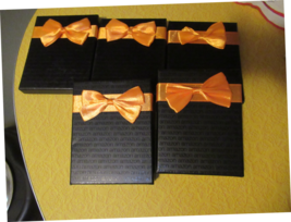 5 Piece Black with Orange Bow Gift Card Box - £6.47 GBP