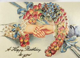 c1910 Embossed Glistening Birthday Postcard - $14.85