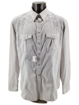 Rock &amp; Roll Cowboy Men&#39;s Embroidered Shirt  Pearl Snap Western Gray Whit... - £17.48 GBP
