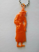 Halloween Plastic Witch Keychain Goth Spooky Gift Orange Creepy Cool Vintage - £5.98 GBP
