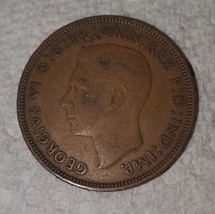 1938 United Kingdom 1 penny One Pence coin Great Britain UK British English  - £3.89 GBP