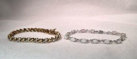 Sterling Silver Diamond Gold Vermeil Opal Tennis Bracelets - Lot of 2 - K1112 - £44.58 GBP
