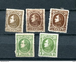 Venezuela 1880 Bolivar 5 stamps 50c &amp; 1b old forgeries if genuine huge C... - £39.11 GBP