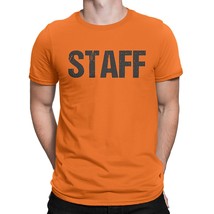 Staff Tee Neon Orange T-Shirt Mens Event Shirt Festival Shirts - £12.52 GBP+