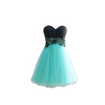 Kivary Women&#39;s Black Lace and Mint-Blue Short Knee Length Corset Tulle Prom Home - £78.94 GBP