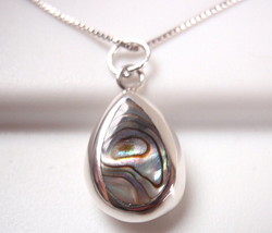 Reversible Abalone and Mother of Pearl 925 Sterling Silver Teardrop Pendant - $12.59