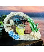 Ebros Nautical Blue Shell Sea Turtle Swimming By Coral Reef Decorative S... - £18.10 GBP