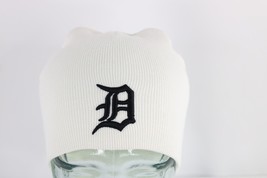 NOS Vtg 90s Old English D Detroit Tigers Baseball Winter Knit Beanie Hat White - £27.09 GBP