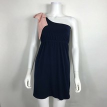 Judith March Tunic Top Big Bow One Shoulder Dress Navy Blue Size S Small - $16.96